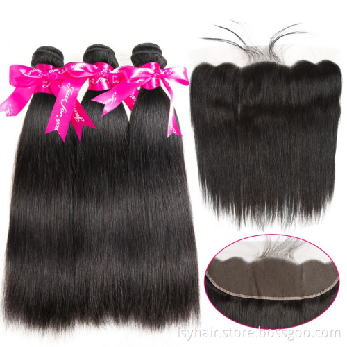Non Remy Cheap Price Straight Hair Weave 3 Bundles With Ear to Ear Frontal,Natural Hair Extensions Xuchang Factory Hair Vendors